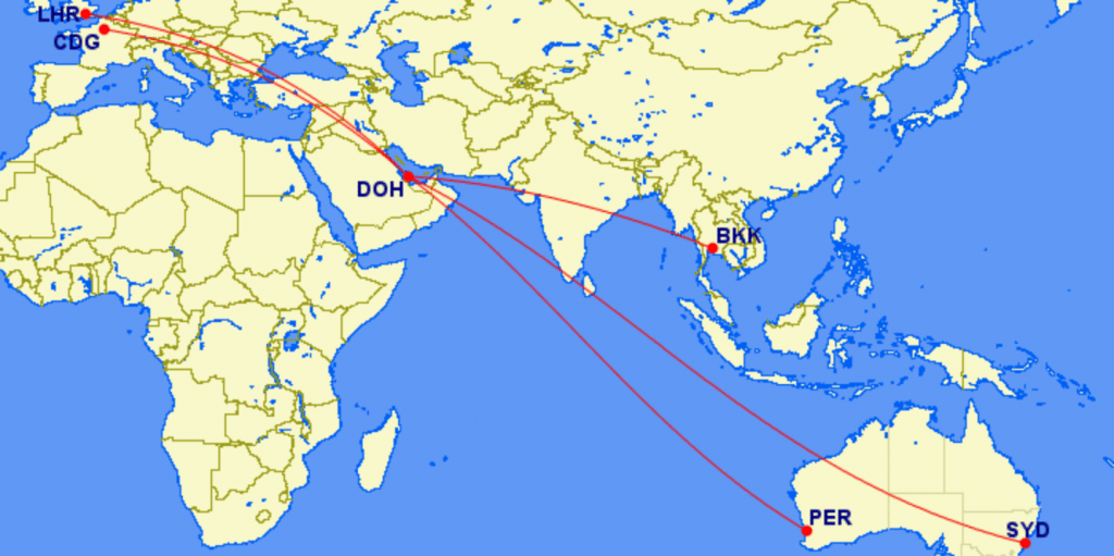 Qatar Airways First Class Strecken Airbus A380