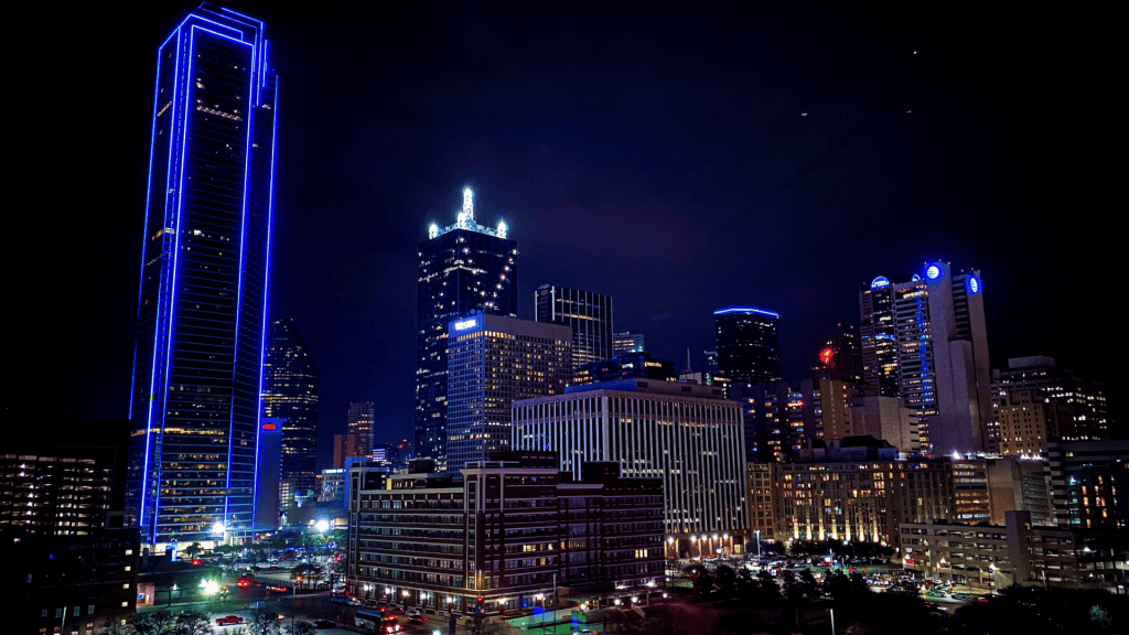 Downtown Dallas Texas At Night