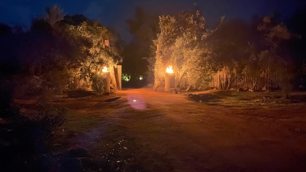 Shambala Game Reserve Einfahrt Hotel Im Dunkeln
