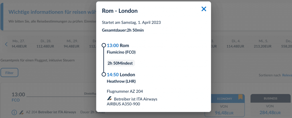 ITA Airways Airbus A350 Rom London