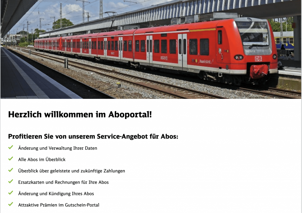 Das Aboportal der Deutschen Bahn