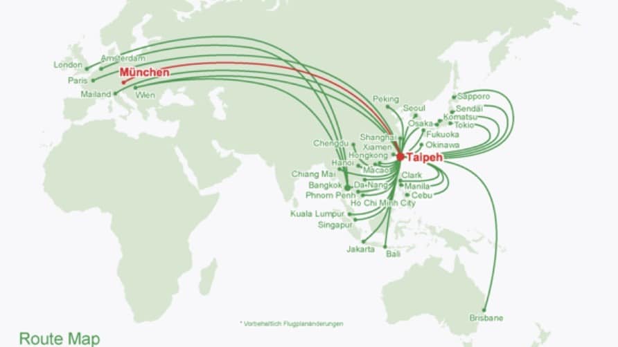 Eva Air Streckennetz