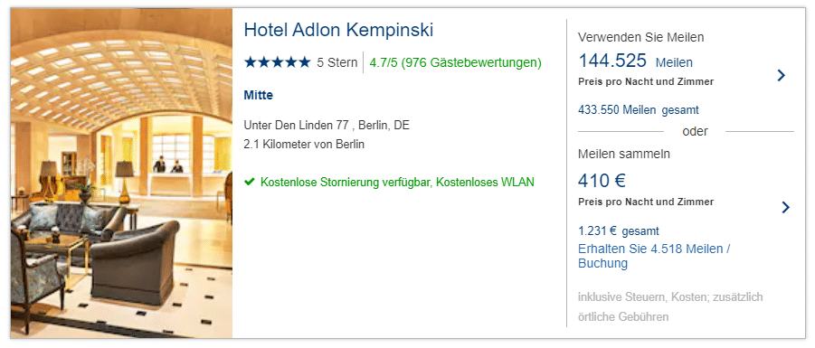 Hotel Adlon Kempinski Miles and More