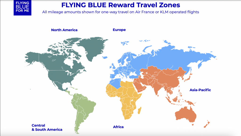Air France-KLM Flying Blue Reward Travel Zones