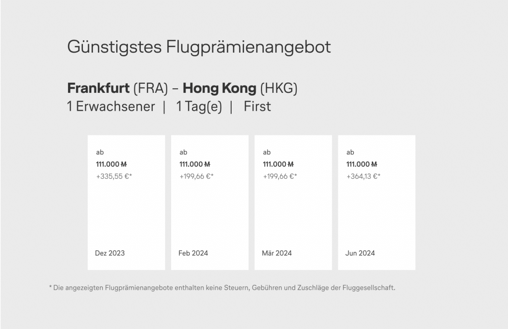 Frankfurt Hong Kong Lufthansa First Class Verfügbarkeiten