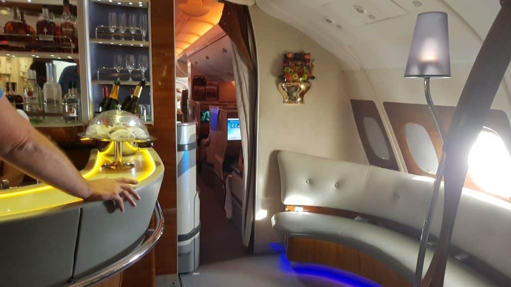 Emirates Business Class Airbus A380 Bar Sofas 