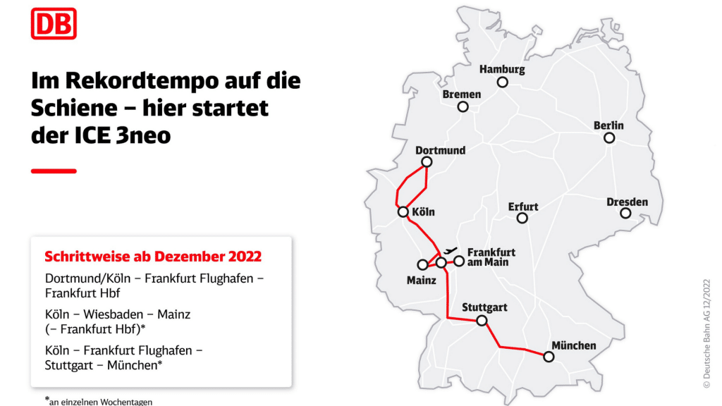 Infografik Deutsche Bahn ICE 3neo Verbindungen