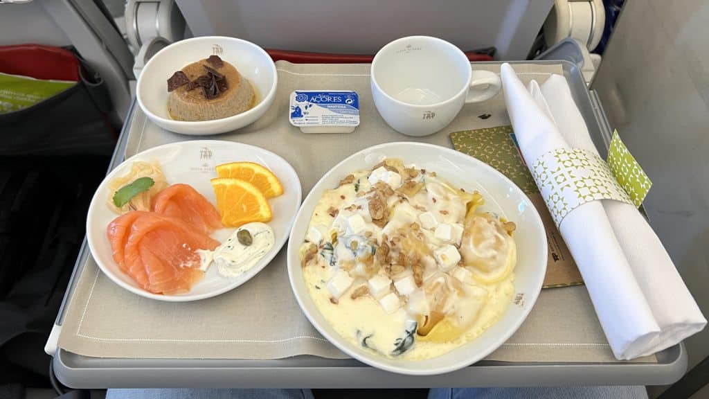 TAP Portugal Business Class Airbus A321 Mittagessen