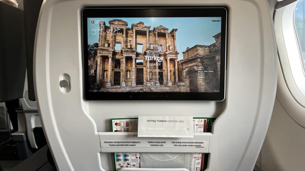 Turkish Airlines Business Class A321neo Bildschirm