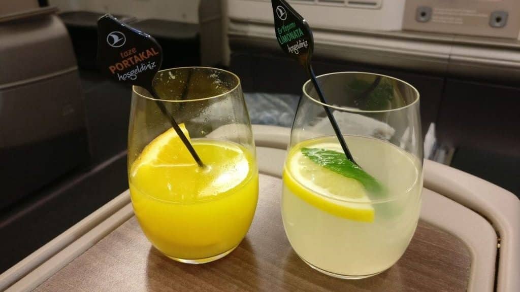 Turkish Airlines Business Class Airbus A330 300 Welcome Drink 