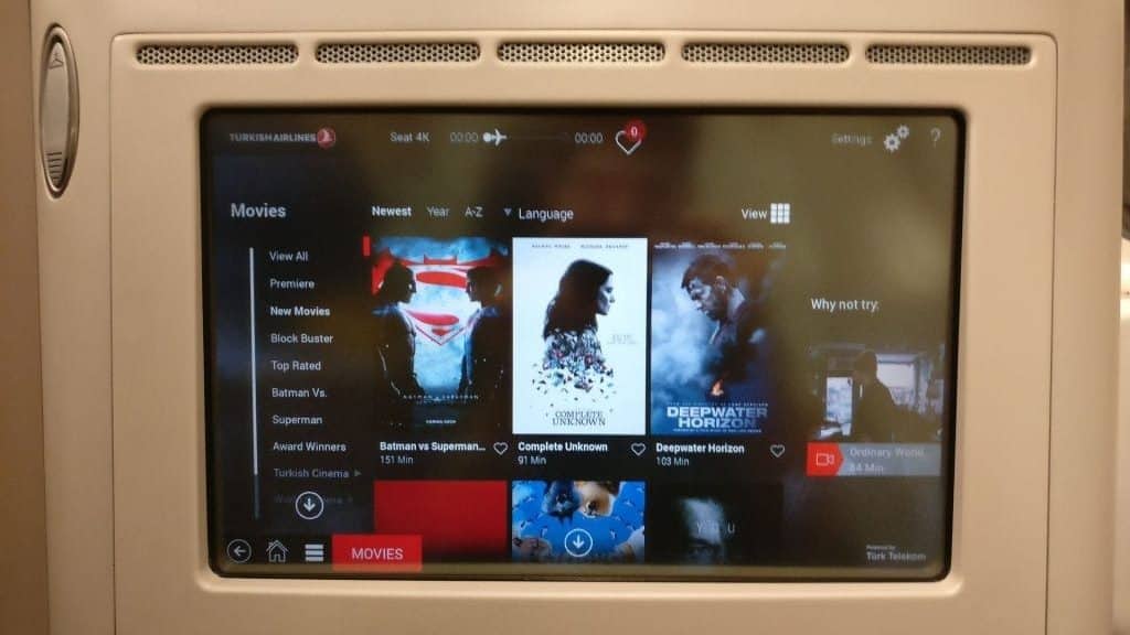 Turkish Airlines Business Class Airbus A330 Entertainment 