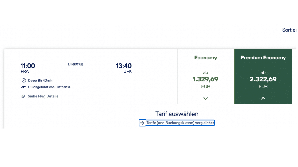 Buchungsklassen Vergleichen Lufthansa 