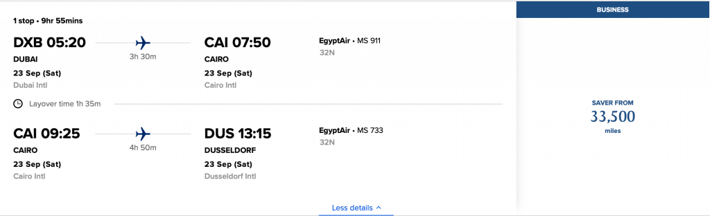 Egypt Air Business Class Buchung