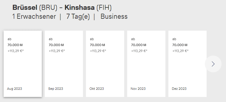 Brüssel Kinshana Miles & More Verfügbarkeiten