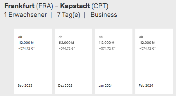 Frankfurt Kaptstadt Miles & More Verfügbarkeiten