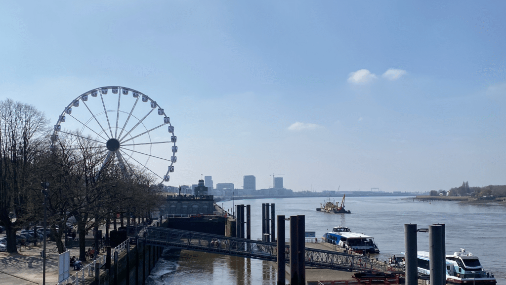 Antwerpen Ufer Schelde Mit Riesenrad 
