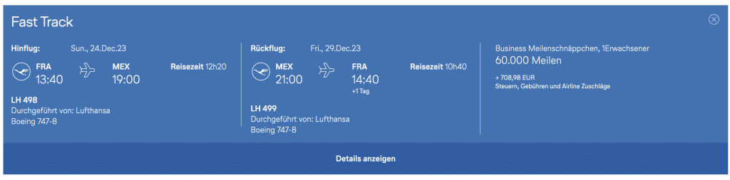 Lufthansa Meilenschnaeppchen MEX September