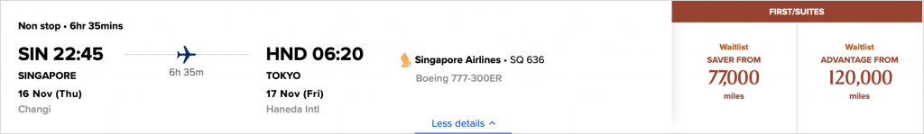 Singapore Airlines First Class Singapur Tokio