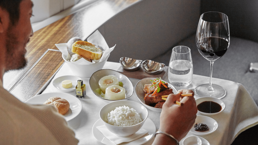 Cathay Pacific First Class Dinner