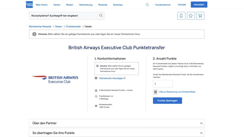 American Express Membership Rewards Transfer British Airways