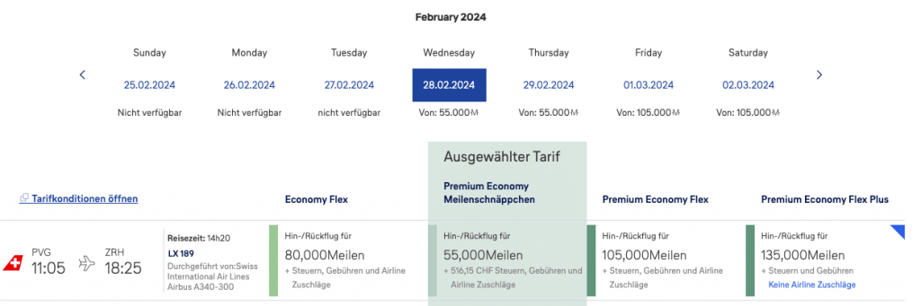 Swiss Meilenschnaeppchen November 2023 – Die Verfuegbarkeiten