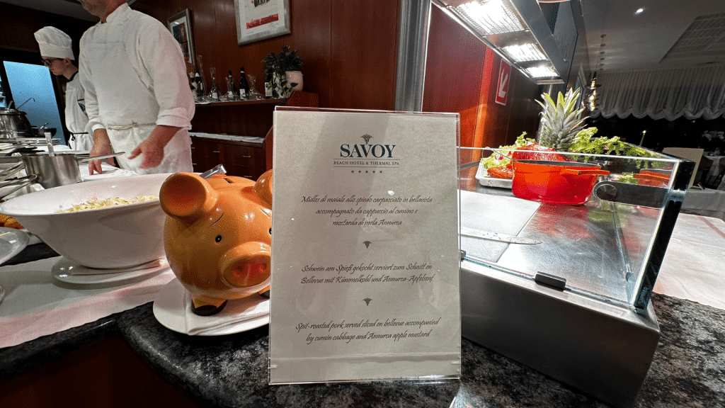 Savoy Beach Hotel Spa Bibione Elisabetta Di Lorena Buffet Schwein Karte 