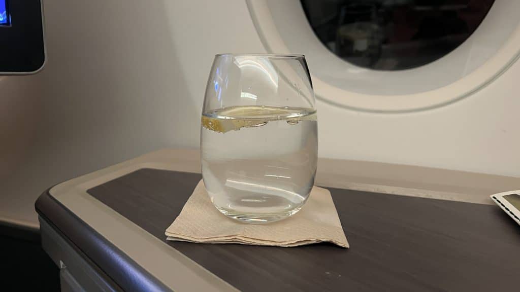 Cathay Pacific Business Class Airbus A350 Welcome Drink