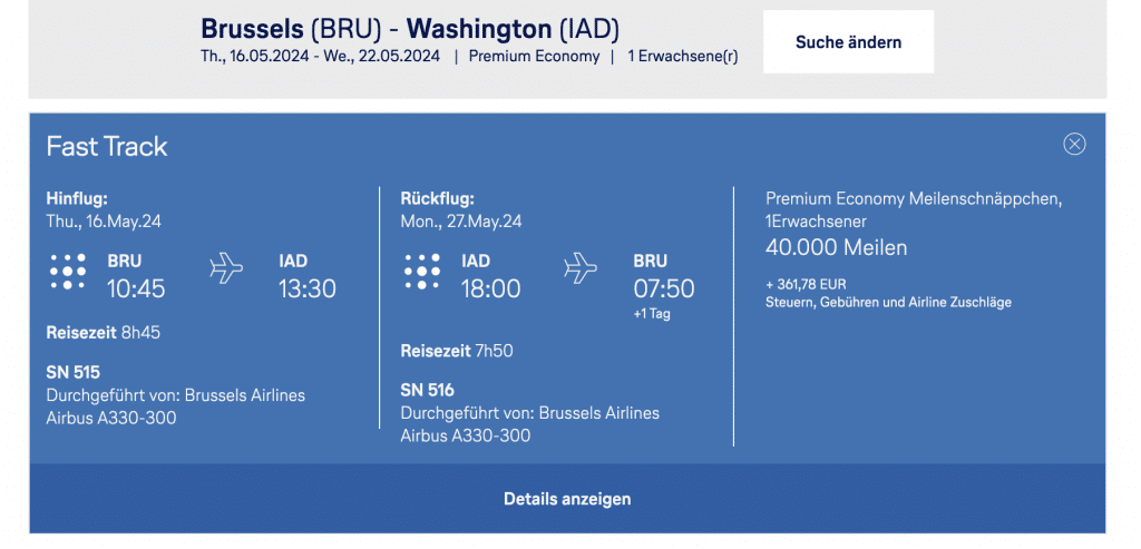 Meilenschnäppchen Brussels Airlines Februar 2024