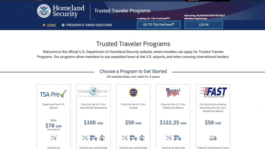Trusted Traveler Program Global Entry
