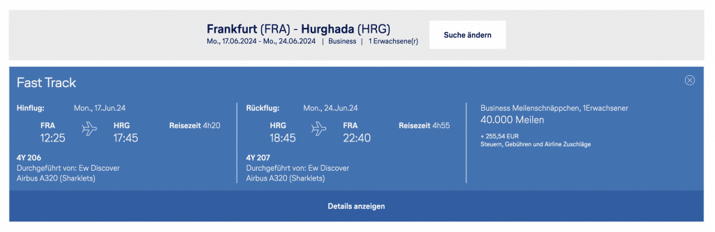 Discover Airlines Meilenschnäppchen März 2024 Hurghada