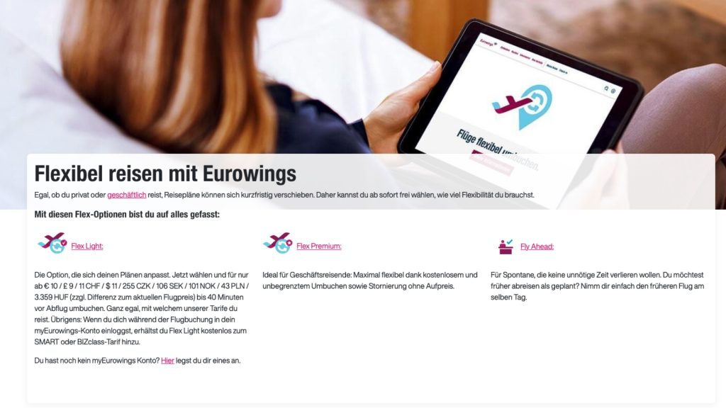Umbuchungs Pakete Eurowings