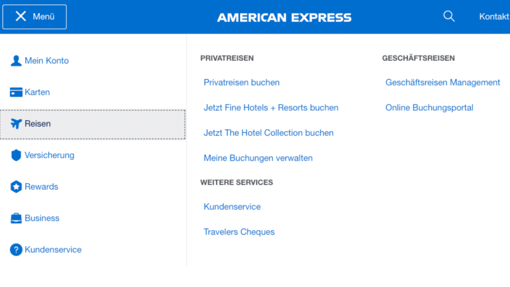 American Express FHR Menue