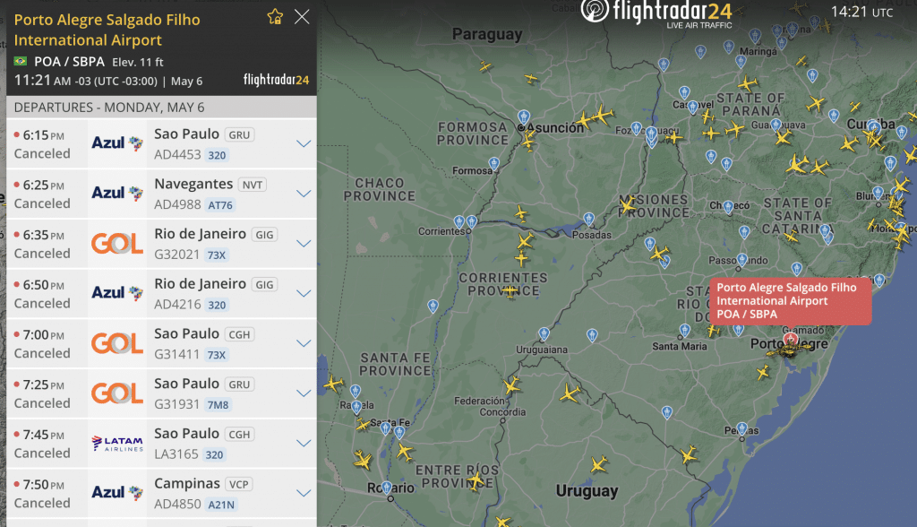 Keine Flüge vom Porto Alegre Salgado Filho International Airport 