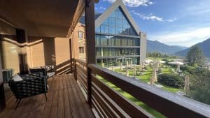 Lefay Resort Dolomiti Ausblick Balkon
