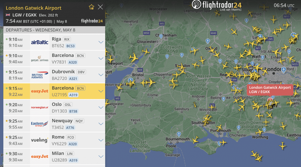 London Gatwick Flightradar