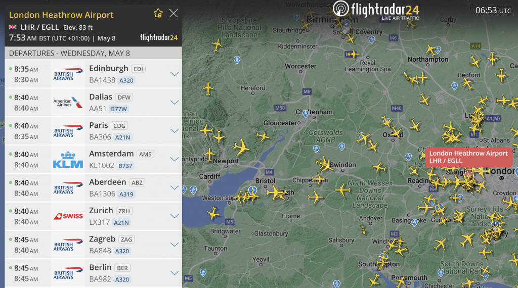 London Heathrow Flightradar