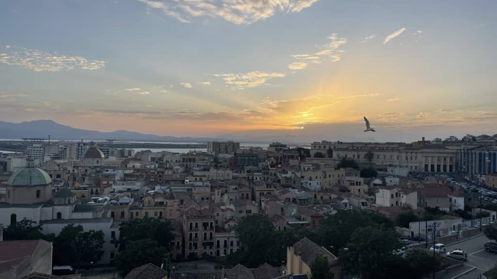 Blick Auf Cagliari Sonnenuntergang