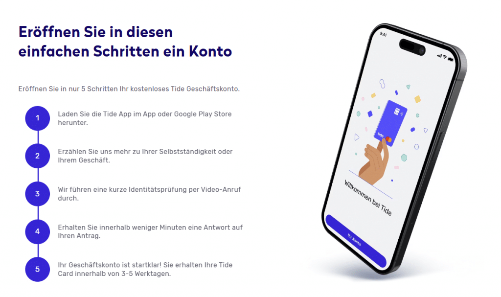 Eröffnung Tide Konto über App