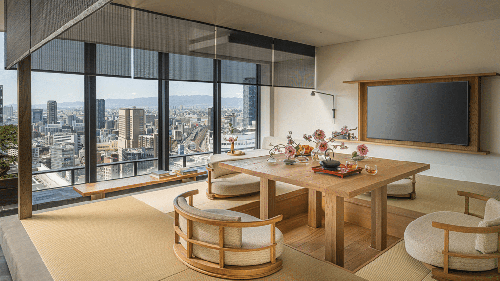 Four Seasons Osaka Tatami Suite Wohnzimmer