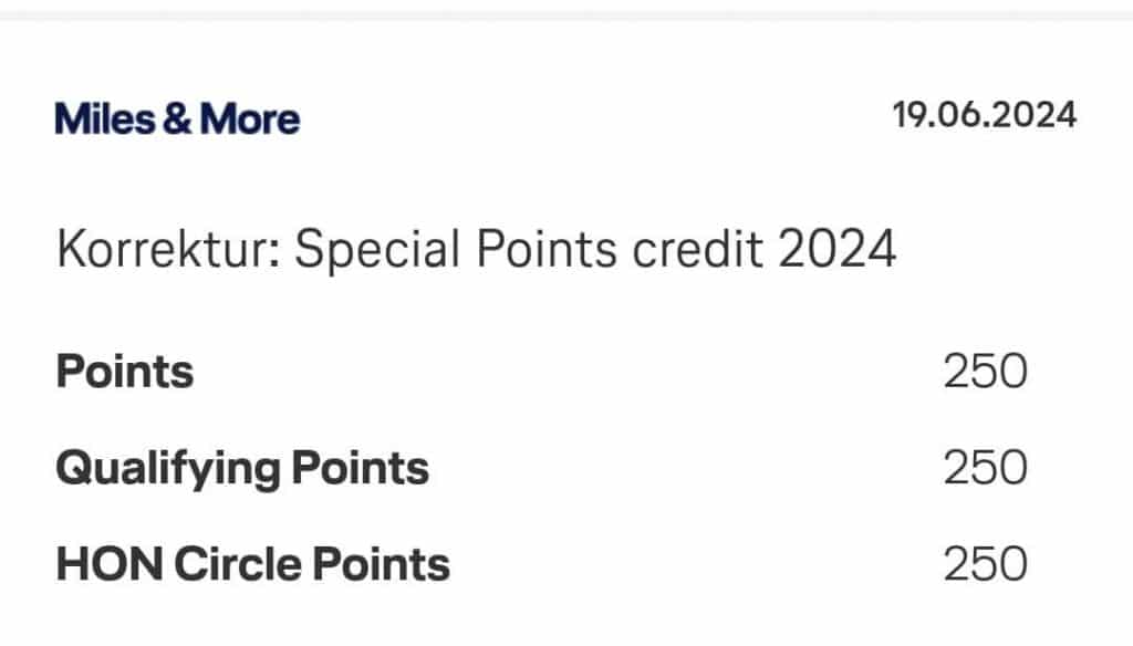 Miles & More Special Points credit 