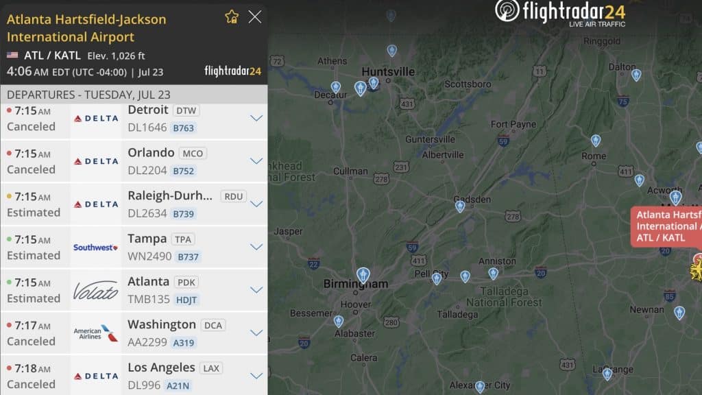 Delta Atlanta Flightradar