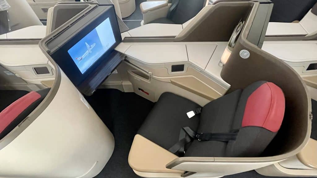 Ein Austrian Airlines Boeing 787 Business Class Mittelsitz