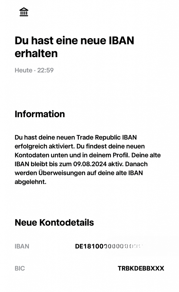 Trade Republic Neue Iban