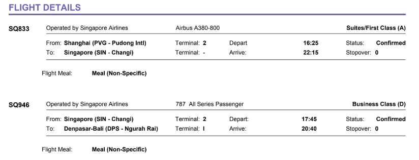 Singapore Airlines Suites Class Ticket