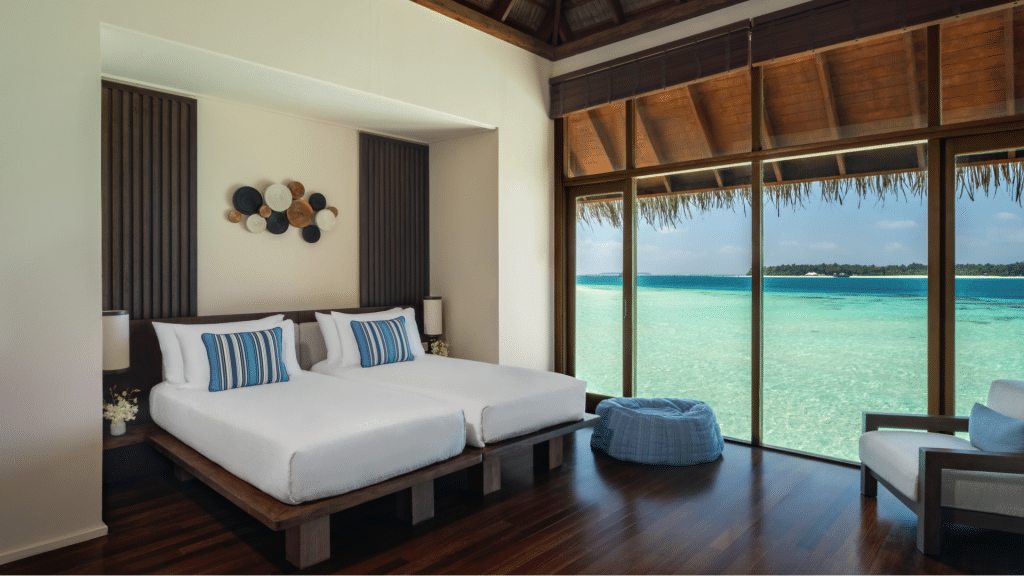 Conrad Maldives Rangali Island Twin Bed Wasservilla 1