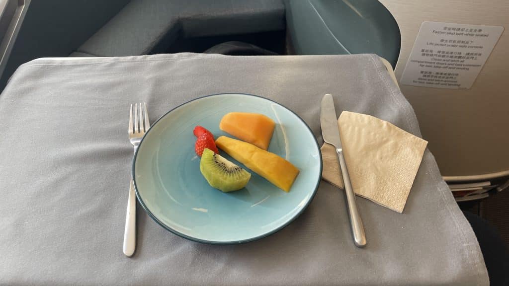 Frisches Obst Cathay Pacific Airbus A350 Business Class