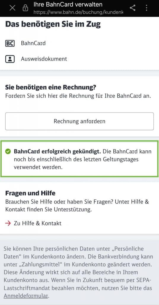 Bahncard Per App Kuendigen