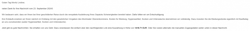 Lufthansa Gepäckverspätung Komoensation