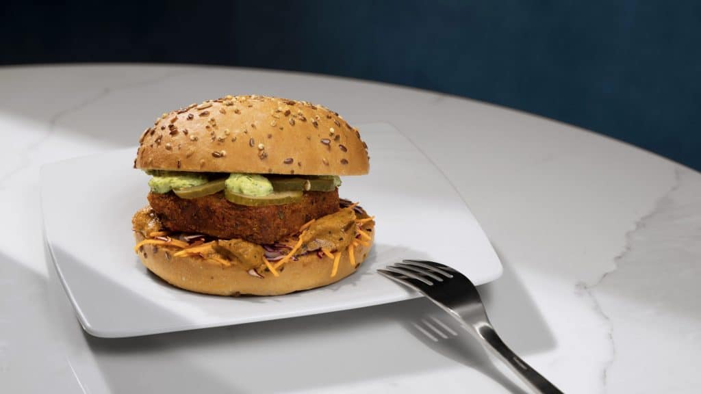 Air France Lounge vegetarischer Burger