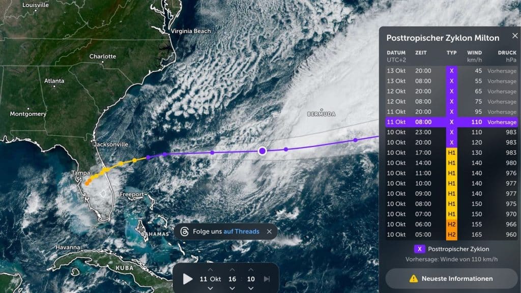Hurrikan Milton Veraenderung